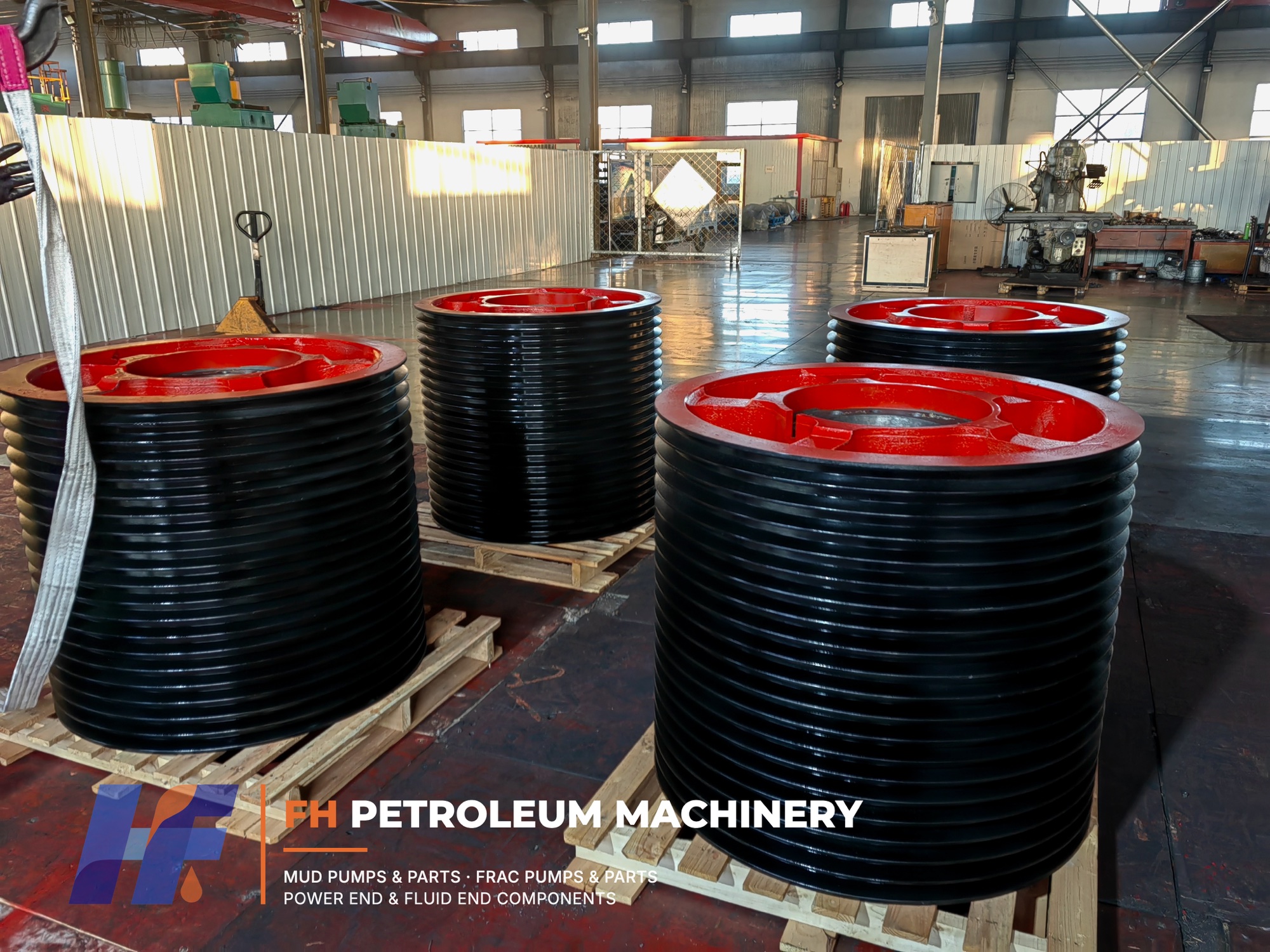 Lote de polias de correia de bomba de lama finalizadas na FH Petroleum